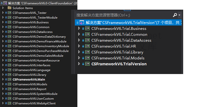 C/S系统开发框架旗舰版V6.0-VS解决方案与项目