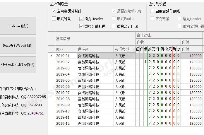 C# DevExpress会计凭证表格金额录入组件（支持元角分）