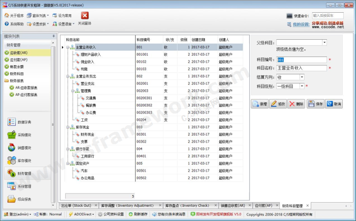 贴图图片-进销存快速开发框架-财务科目