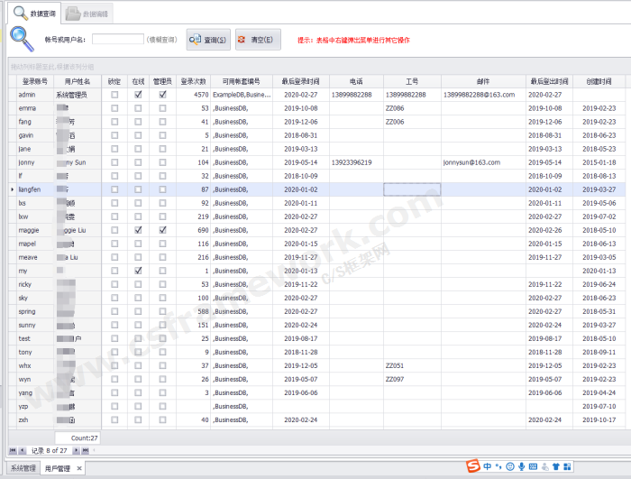 贴图图片-CSharp权限管理框架-用户管理