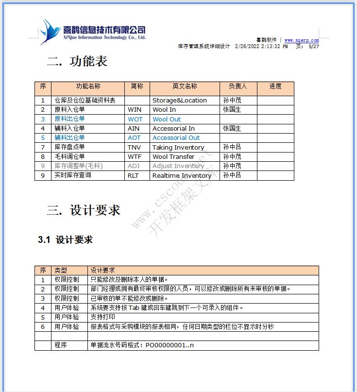 羊毛衫针织行业ERP|库存模块系统详细设计说明书docx文件下载|软件文档