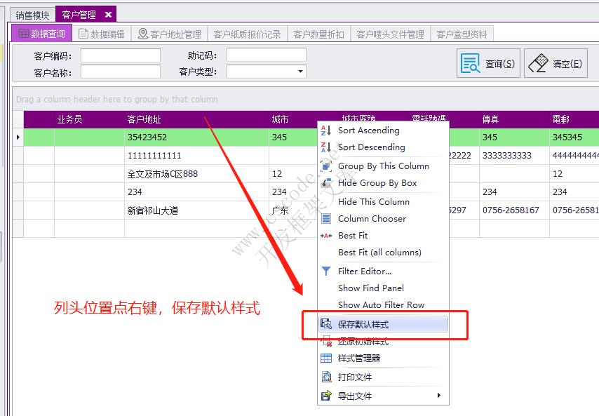 喜鹊ERP用户操作手册|表格样式设置、表格常用操作|C/S开发框架